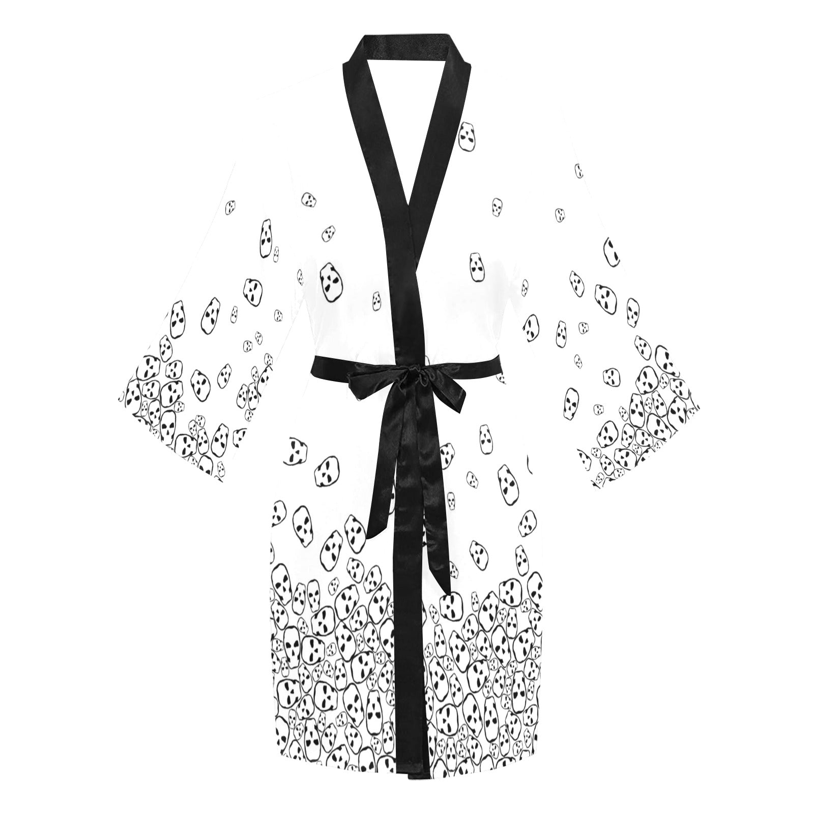 Really Tumbling skulls Black and White Short Robe