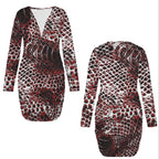 ANTIBrand Basilisk Skin Long Sleeve Plunge Mini Dress