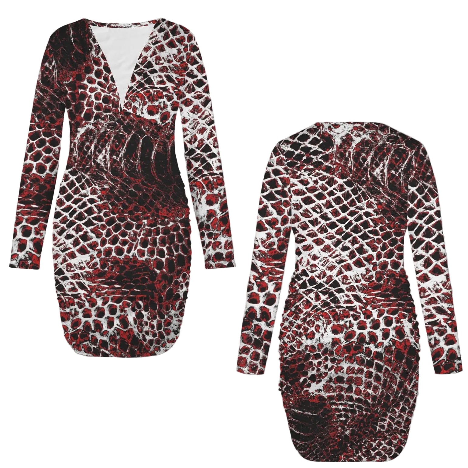 ANTIBrand Basilisk Skin Long Sleeve Plunge Mini Dress
