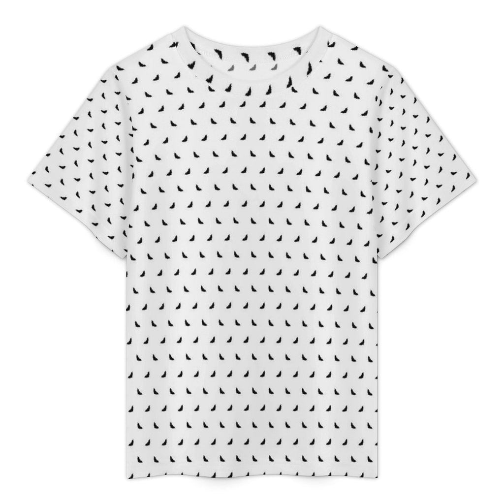 Polka Bats Mesh Sheer T-Shirt Crew Neck Short Sleeve Top