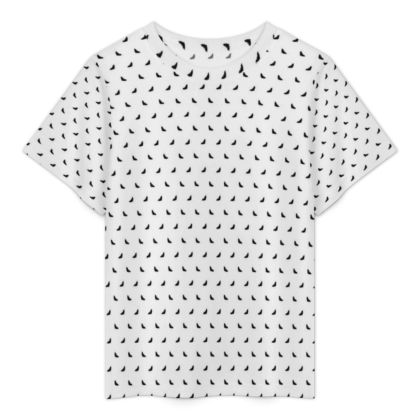 Polka Bats Mesh Sheer T-Shirt Crew Neck Short Sleeve Top