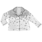ANTIBrand white satin pajamas with black skull print