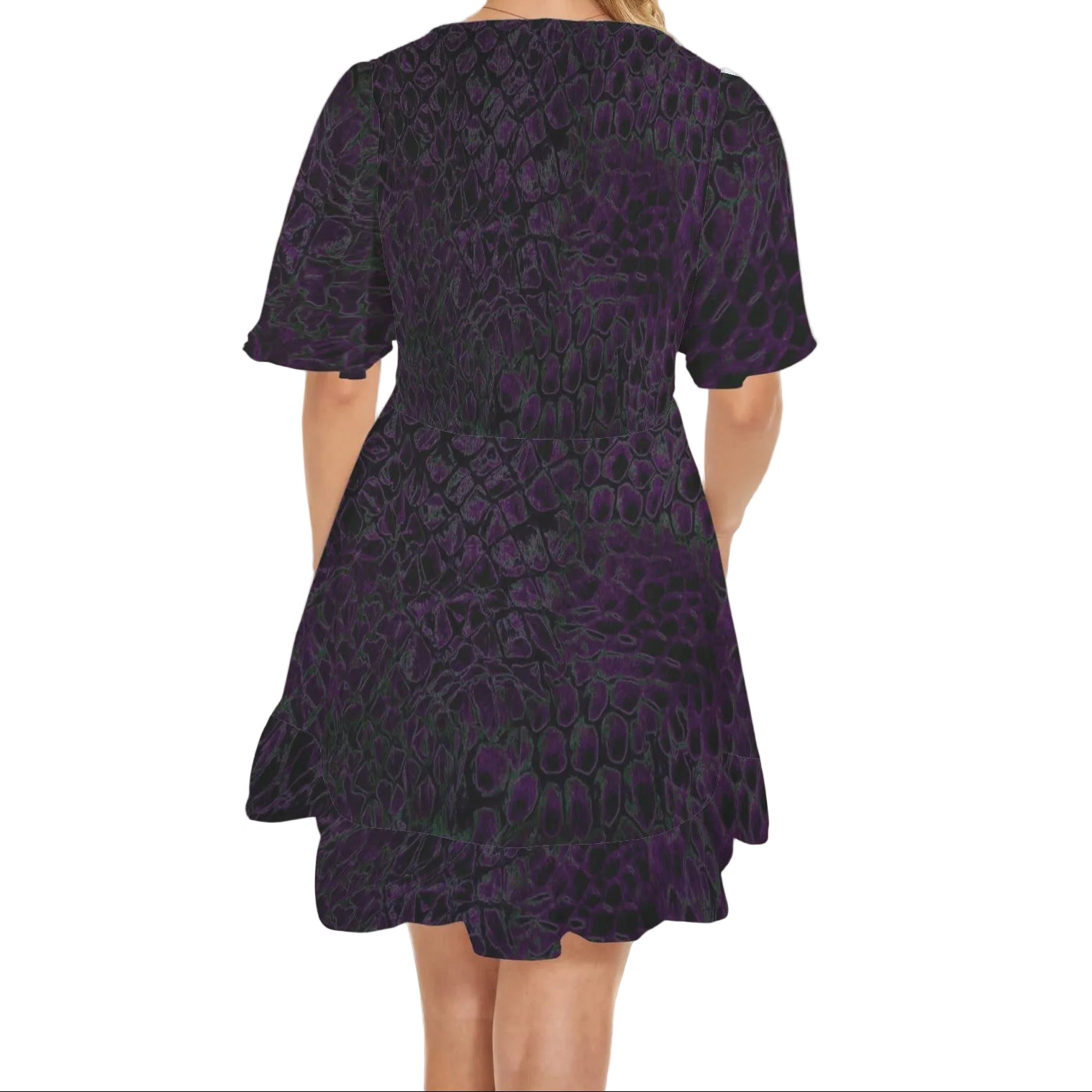 ANTIBrand Hydra Skin V-neck Ruffle Hem Dress