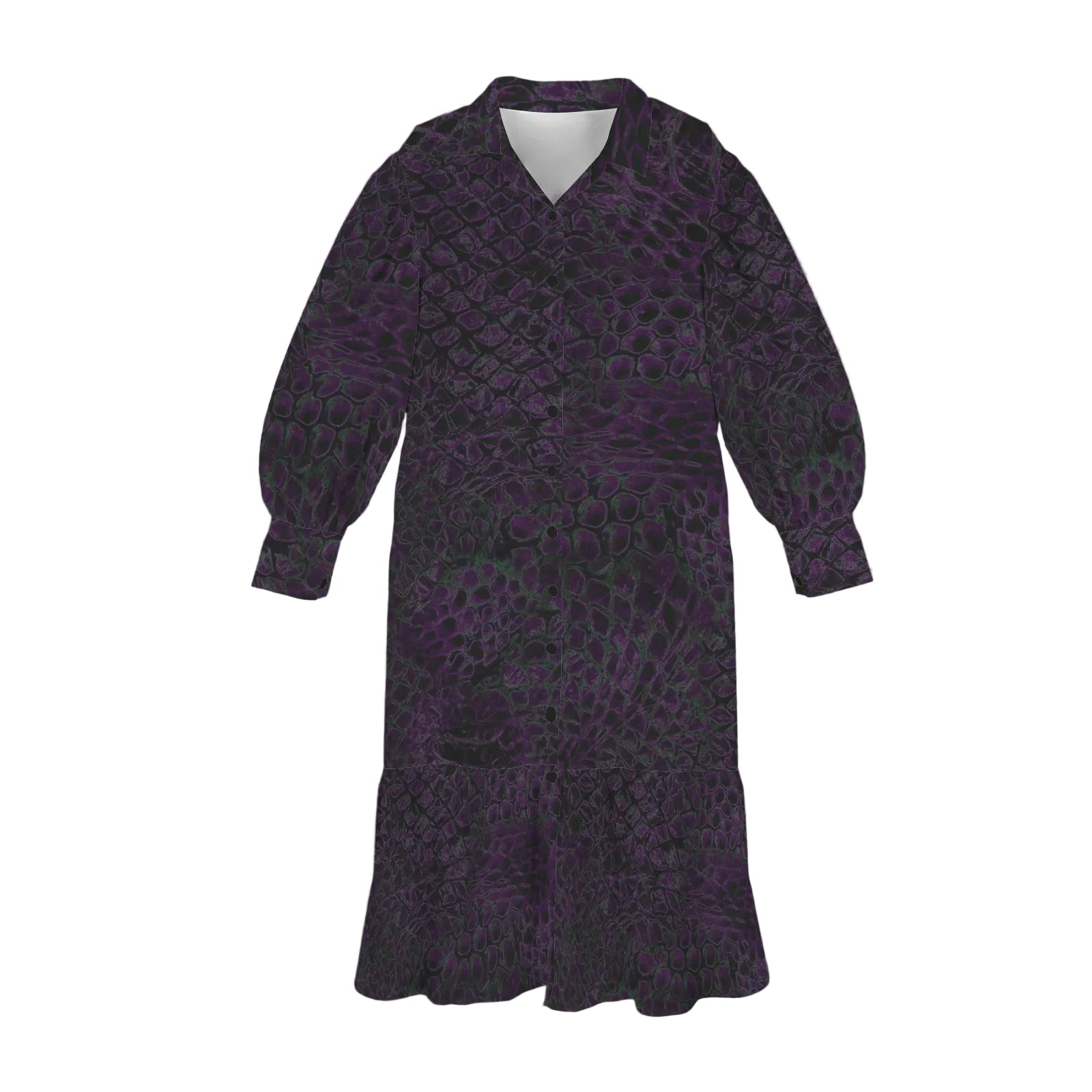 ANTIBrand Hydra Skin Lantern Sleeve Tie Waist Shirt Dress