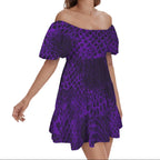 ANTIBrand Shedding Skin Purple Demon Skin Square Neck Puff Sleeve Tiered Dress