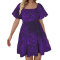 ANTIBrand Shedding Skin Purple Demon Skin Square Neck Puff Sleeve Tiered Dress