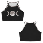 ANTIBrand Triple Moon Goddess halter crop top with lunar motif
