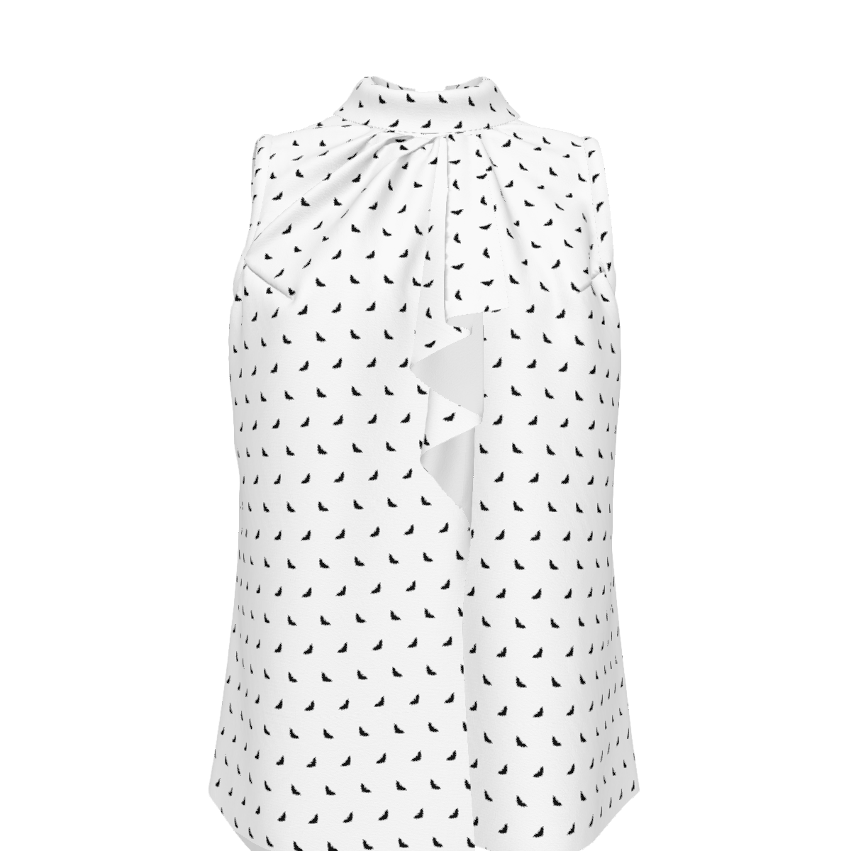 Polka Bats Women's Lapel Sleeveless Ruffle Tie Tank Top