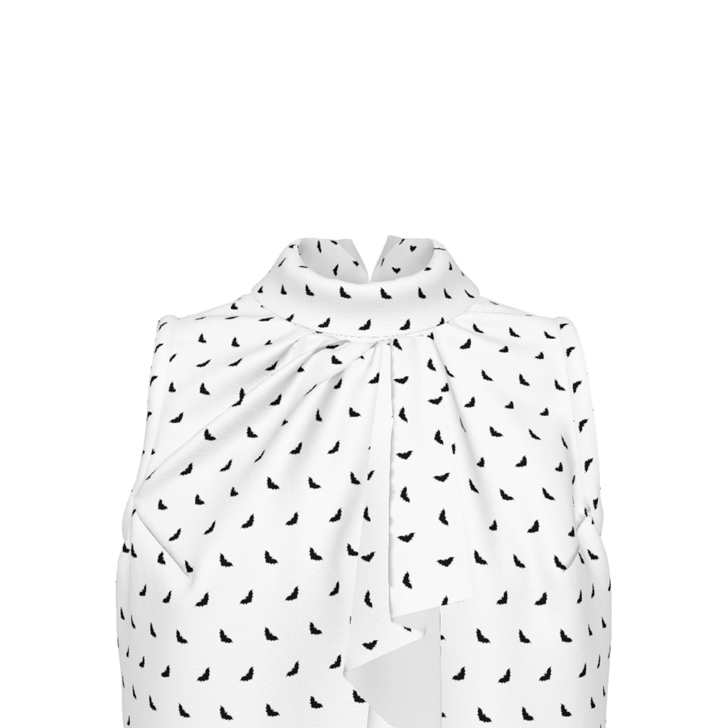 Polka Bats Women's Lapel Sleeveless Ruffle Tie Tank Top