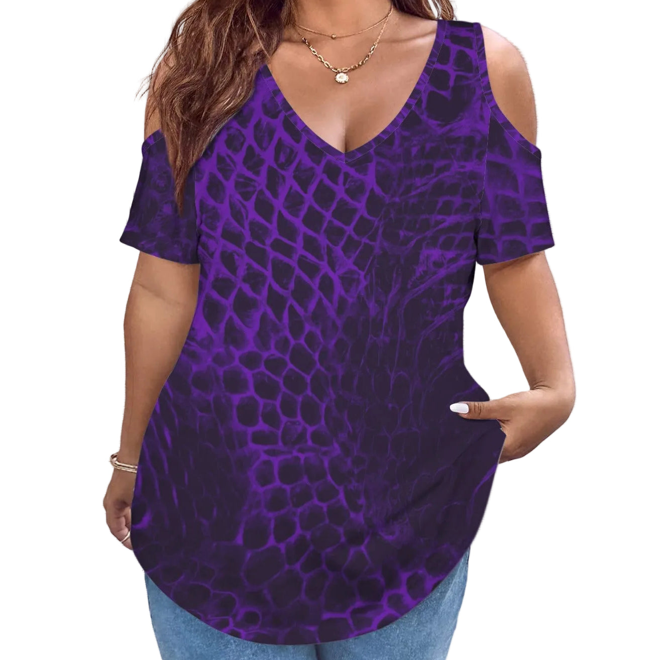 ANTIBrand Shedding Skin Purple Demon Skin Cold Shoulder Top