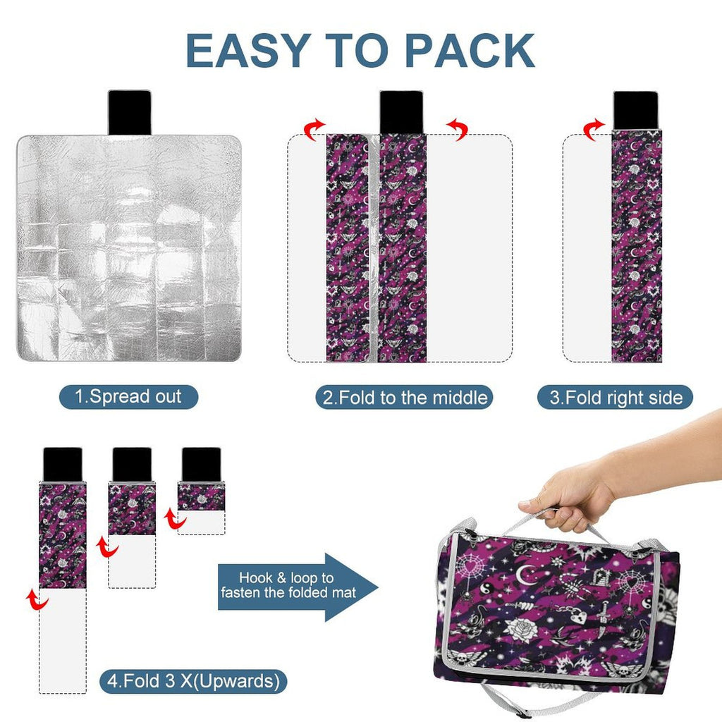 Custom Square Foldable Portable Picnic Mat With Carry Strap