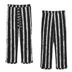 ANTIBrand black satin pajamas with rough white stripe print