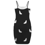 goth bat print mini dress back view