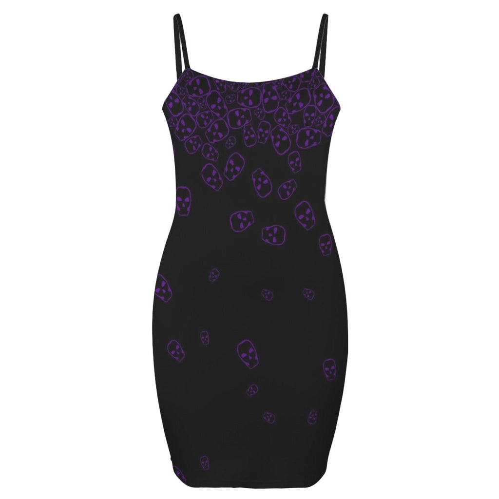 ANTIBrand purple skull print goth mini bodycon dress