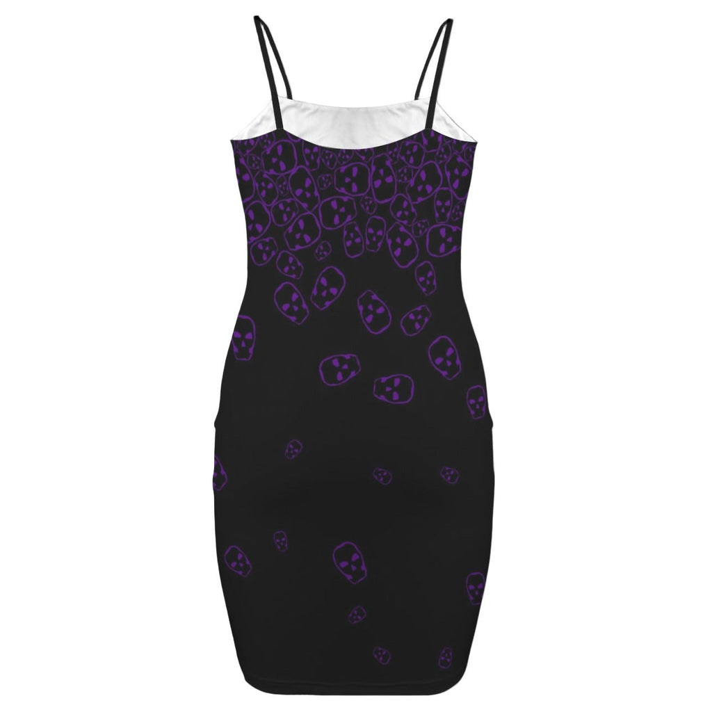 ANTIBrand purple skull print goth mini bodycon dress