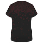 Women’s gothic T-shirt with red skull cascade print