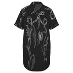 ANTIBrand Soul Flower shirt dress with white hand-drawn skull flower artwork