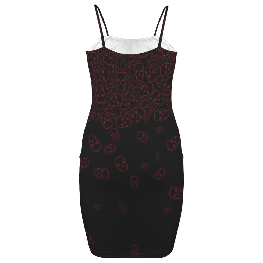 goth skull print mini dress back view