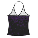 ANTIBrand Tumbling Skulls Purple on Black Halter Top