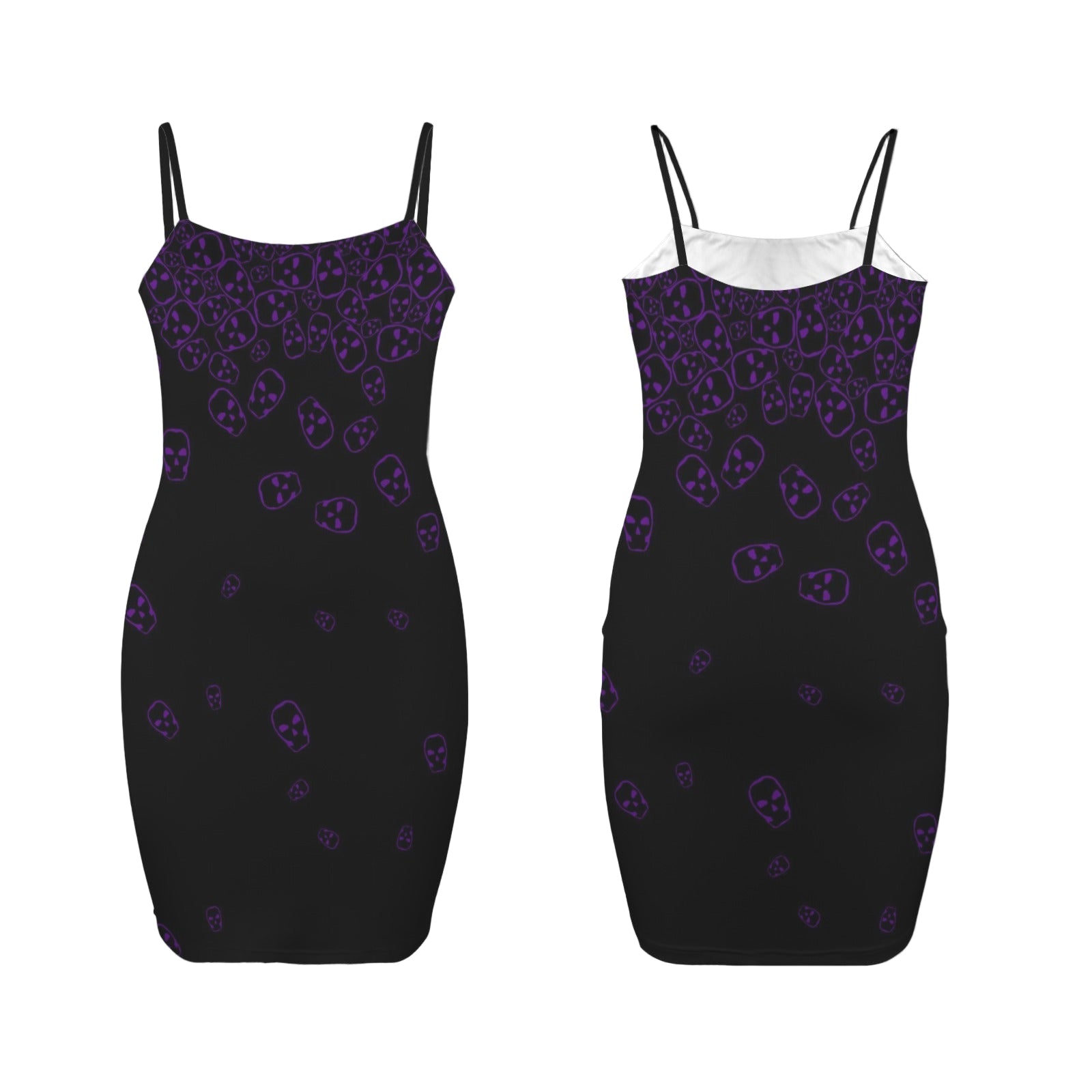 ANTIBrand purple skull print goth mini bodycon dress