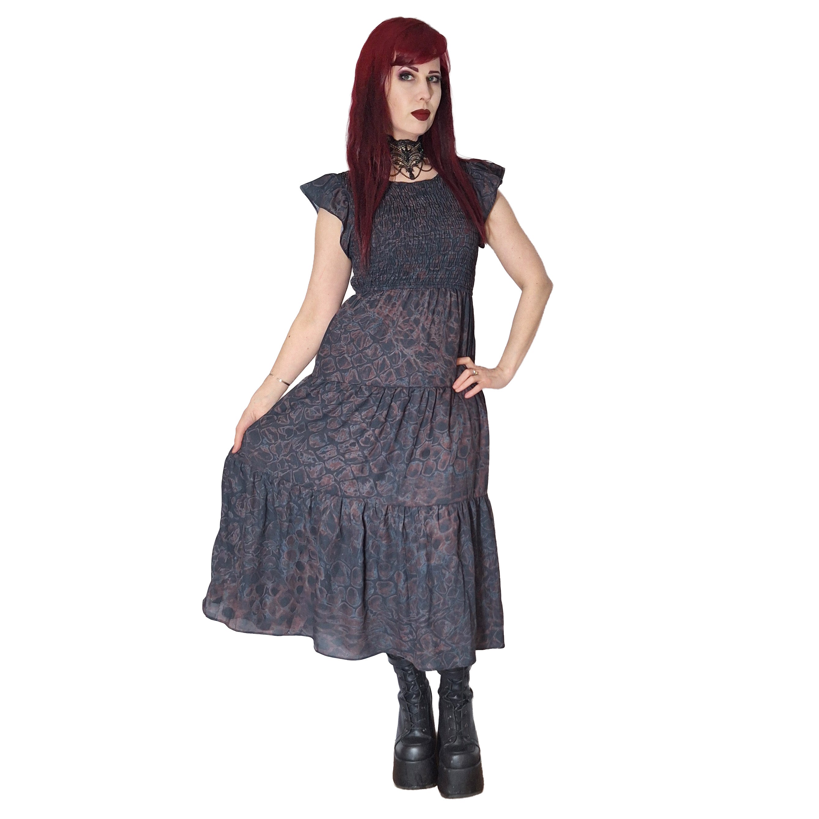 ANTIBrand Wyvern Skin Tiered Maxi Dress