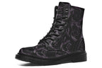 Blackest Roses Vegan Combat Boots | ANTIBrand Floral Goth Style