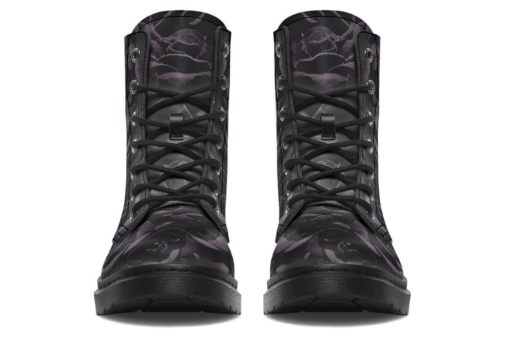 Blackest Roses Vegan Combat Boots | ANTIBrand Floral Goth Style
