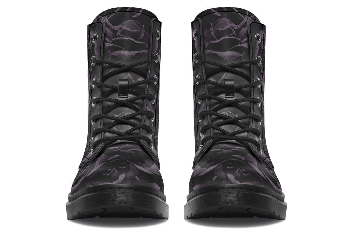 Blackest Roses Vegan Combat Boots | ANTIBrand Floral Goth Style