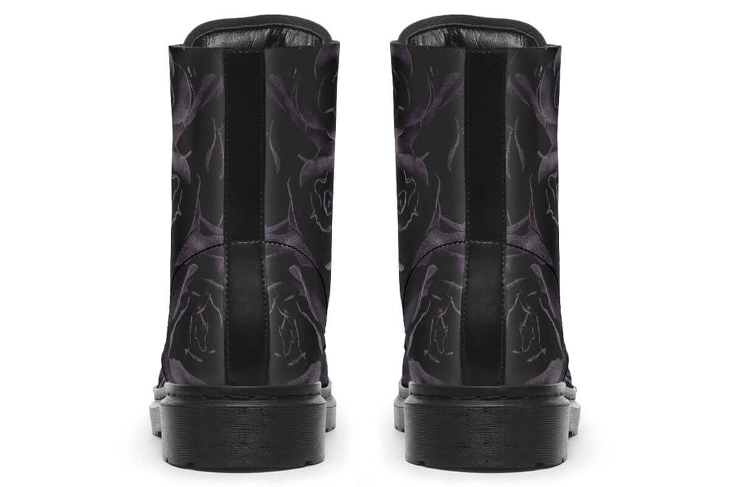 Blackest Roses Vegan Combat Boots | ANTIBrand Floral Goth Style