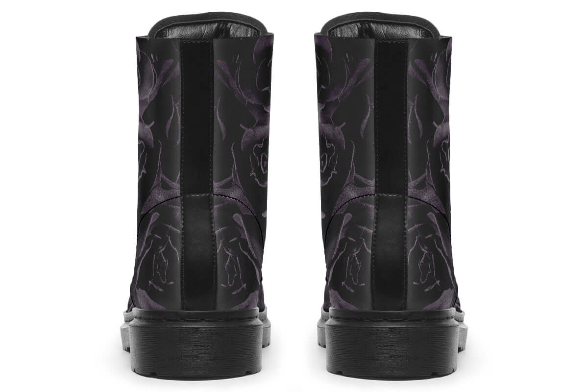 Blackest Roses Vegan Combat Boots | ANTIBrand Floral Goth Style