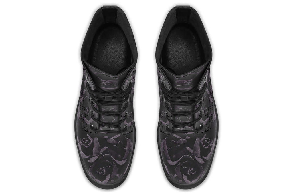Blackest Roses Vegan Combat Boots | ANTIBrand Floral Goth Style