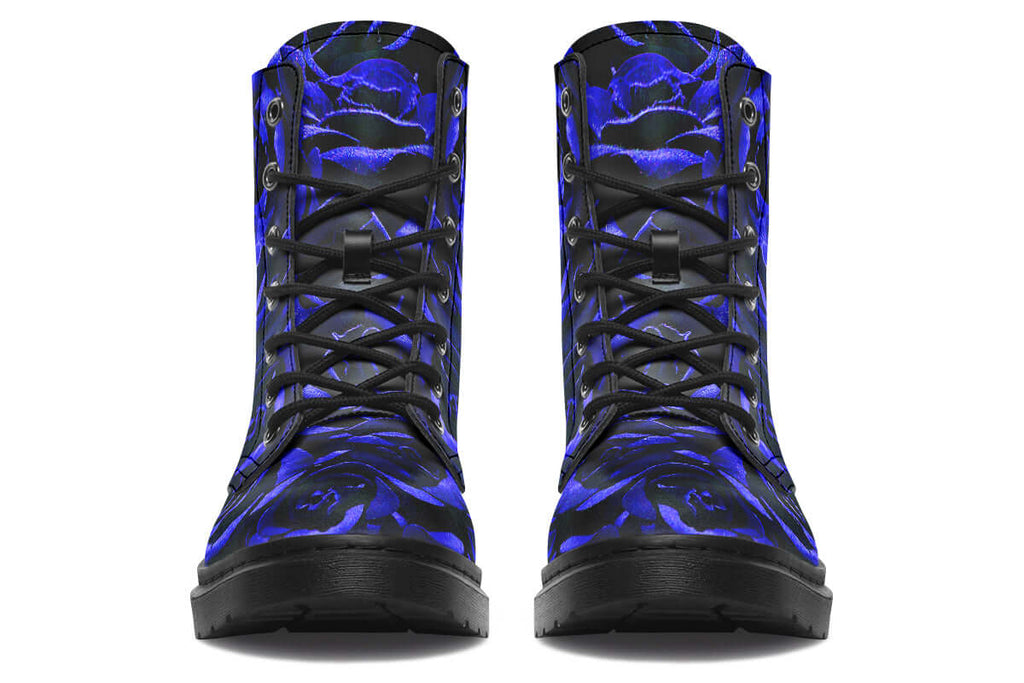 Blue Roses Vegan Combat Boots | Gothic Floral Boots by ANTIBrand