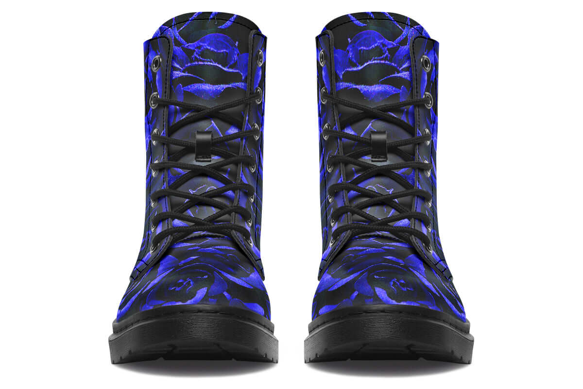 Blue Roses Vegan Combat Boots | Gothic Floral Boots by ANTIBrand