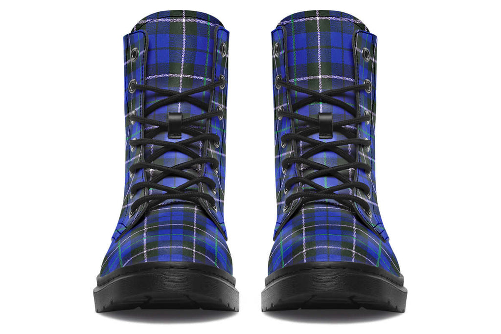 Blue Tartan Punk Boots | ANTIBrand Combat Style