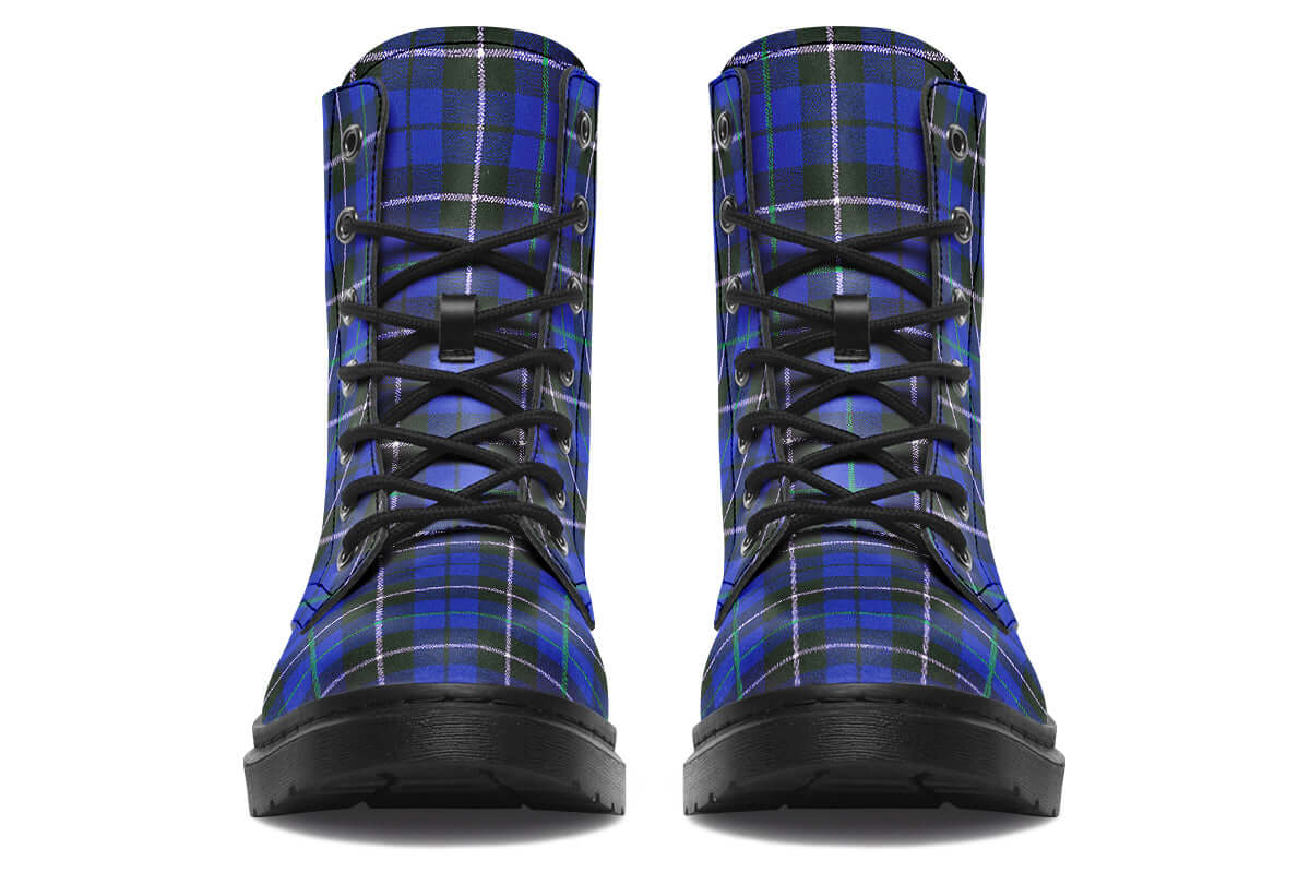 Blue Tartan Punk Boots | ANTIBrand Combat Style