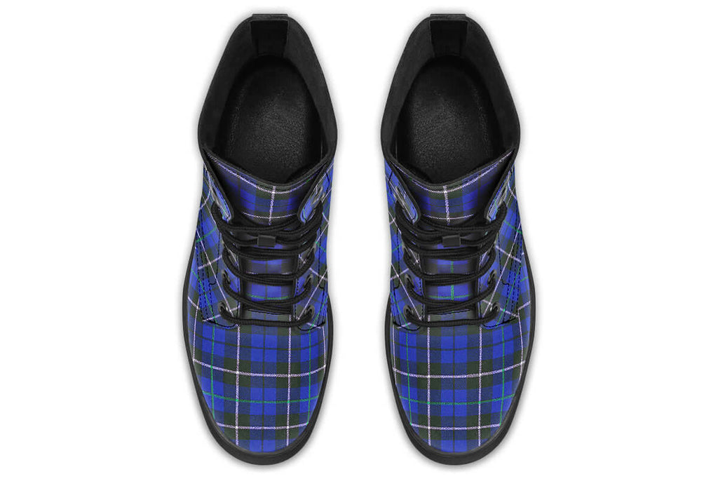 Blue Tartan Punk Boots | ANTIBrand Combat Style