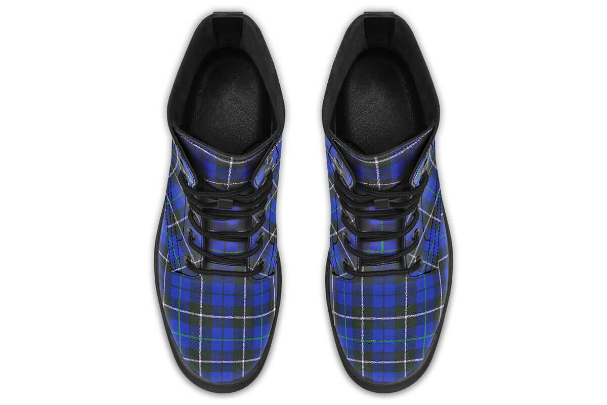 Blue Tartan Punk Boots | ANTIBrand Combat Style