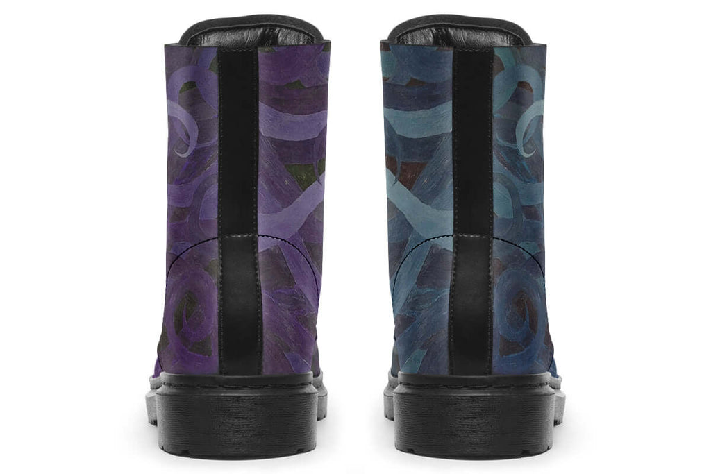 ANTIBrand “Side-Eye” Printed Boots – Turquoise & Purple