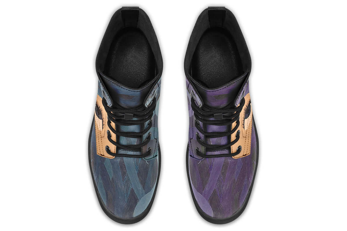 ANTIBrand “Side-Eye” Printed Boots – Turquoise & Purple