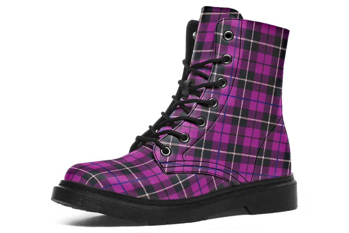 Pink Tartan Vegan Boots - ANTIBrand