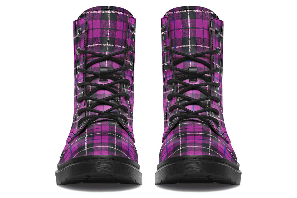 Pink Tartan Vegan Boots - ANTIBrand