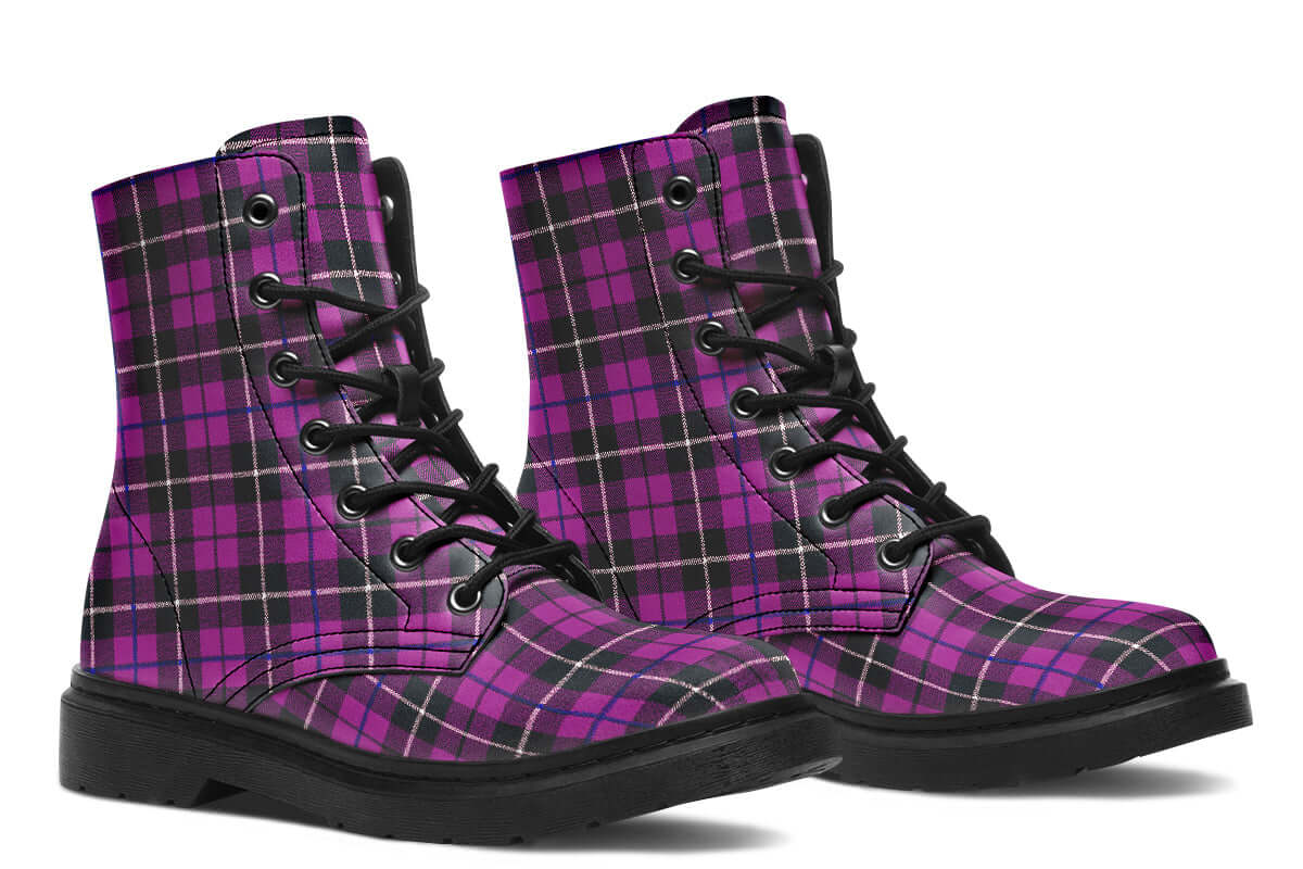 Pink Tartan Vegan Boots - ANTIBrand