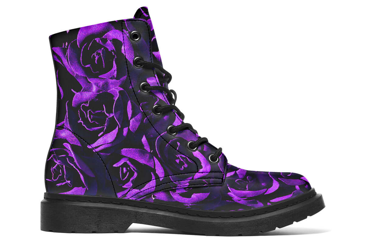 Purple & Indigo Roses Vegan Combat Boots | ANTIBrand