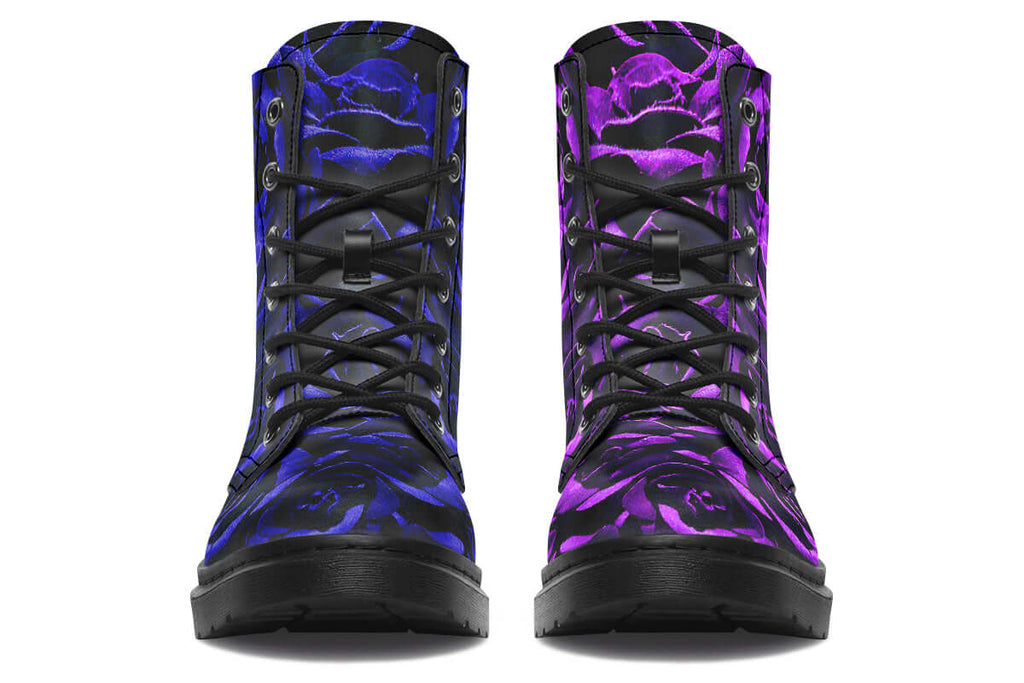 Purple & Indigo Roses Vegan Combat Boots | ANTIBrand
