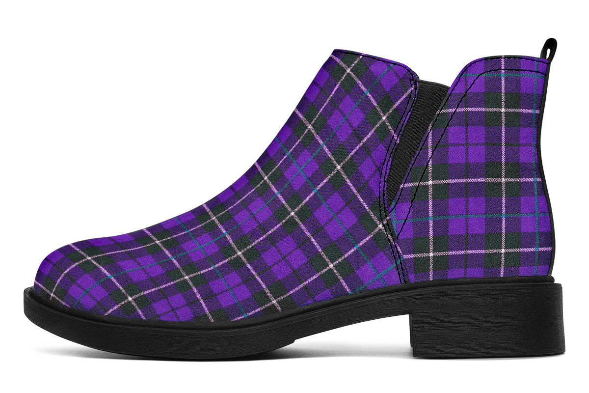ANTIBrand – Purple Tartan Chelsea Boots