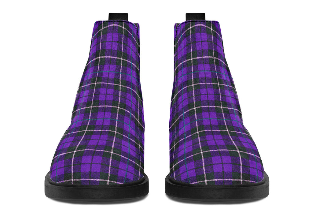ANTIBrand – Purple Tartan Chelsea Boots