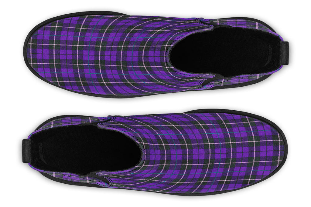 ANTIBrand – Purple Tartan Chelsea Boots
