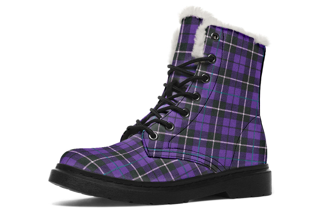 ANTIBrand – Purple Tartan Fleece Lined Boots