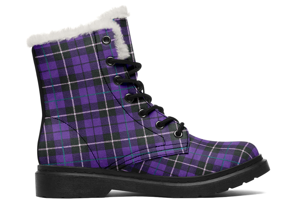 ANTIBrand – Purple Tartan Fleece Lined Boots