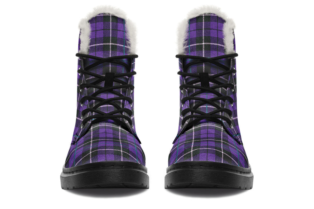 ANTIBrand – Purple Tartan Fleece Lined Boots